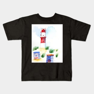 Borkum Lighthouse Whimsical Watercolor Painting Kids T-Shirt